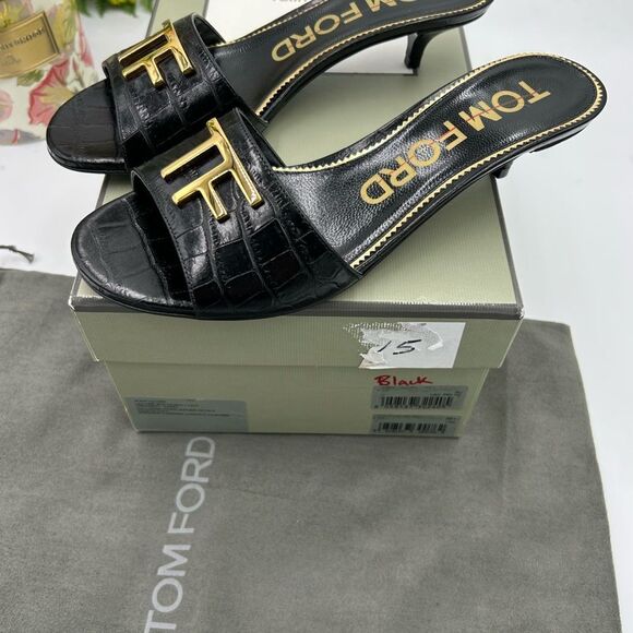 Women's Tom Ford crocodile effect slides size 36.5 made in Italy - Picture 4 of 9
